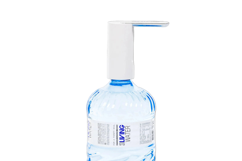 GTG Living Water Dispenser Pump close up on 6L bottle branded spout