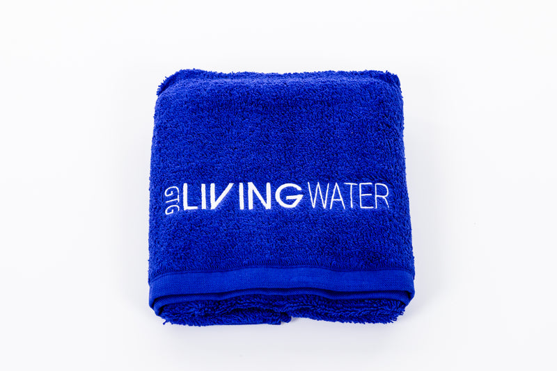 GTG Living Water Gym Towel folded flat — 100% Cotton 76cm x 35cm in Living Water Blue